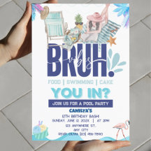 BRUH Piscina Azul Fiesta Niño Invitación al cumple