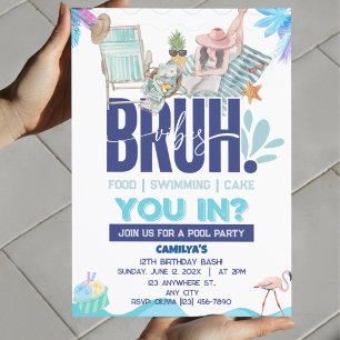 BRUH Piscina Azul Fiesta Niño Invitación al cumple