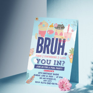 BRUH Piscina Azul Fiesta Niño Invitación al cumple