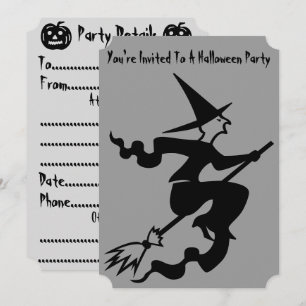 bruja asustada sobre la invitación del fiesta dive
