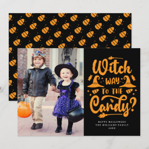 Bruja Camino A Los Dulces Feliz Halloween Tarjeta 