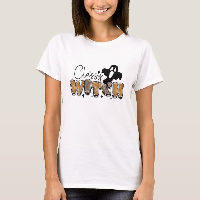 Bruja con Estilo - Camiseta de Halloween (Anverso)