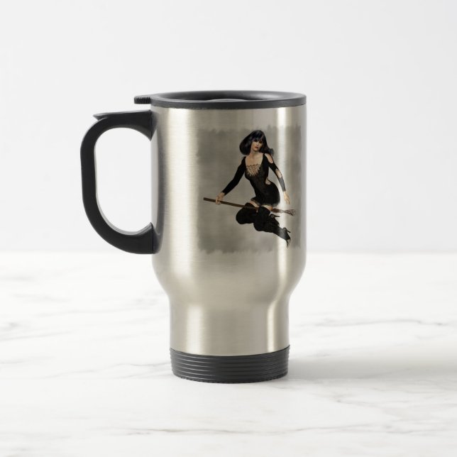 Bruja con la taza del viaje de la escoba (Izquierda)