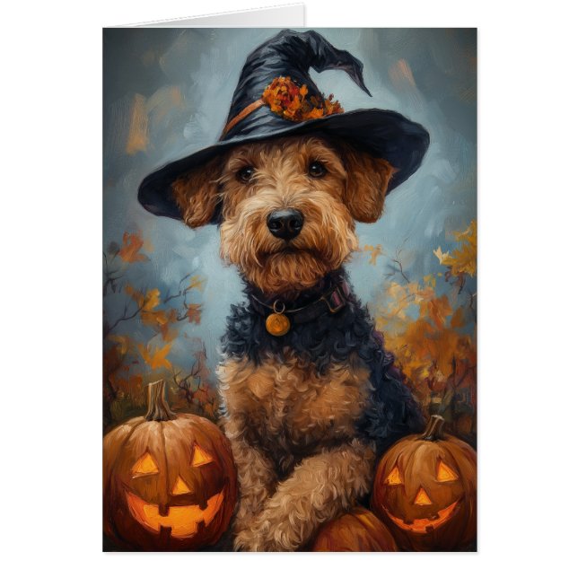 Bruja de Airedale Halloween (Frente)