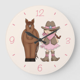 Bruja de brunette y reloj de pared de caballos