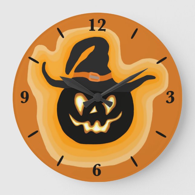 Bruja De Calabaza Brillante En El Reloj De Vuelta  (Anverso)