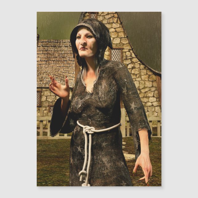 Bruja de fantasía pueblo medieval Halloween (Anverso)