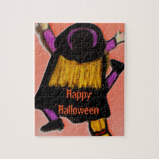 Bruja de Halloween estrellada rompecabezas (Vertical)