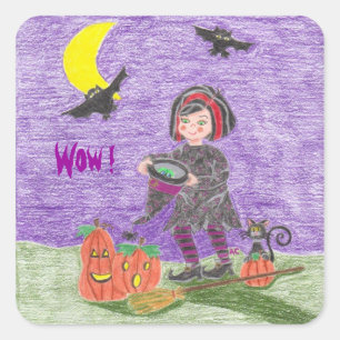 bruja de Halloween, ¡Guau! pegatinas de recompensa