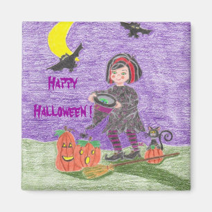 ¡Bruja de Halloween imán púrpura!