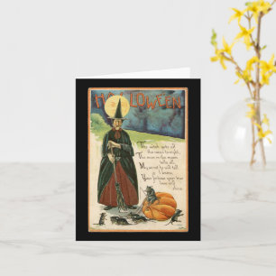 Bruja de Halloween tarjeta antigua