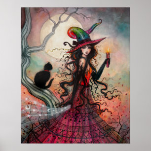 Bruja de la llama de octubre y arte de gato por Mo