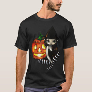 Bruja de la noche de Halloween y camisa góticas