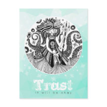 Bruja del mar de Gingerbread | postal verde pastel