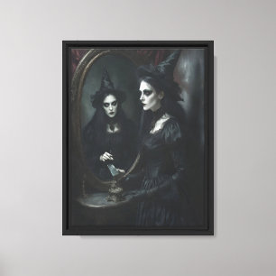 Bruja en el arte de la pared de lienzo espejo