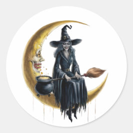 Bruja en el juego de Pegatinas de la luna