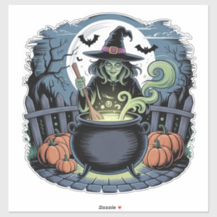 Bruja en el Pegatina Cauldron