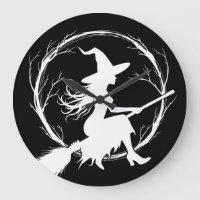 Bruja en el reloj de pared de vuelo