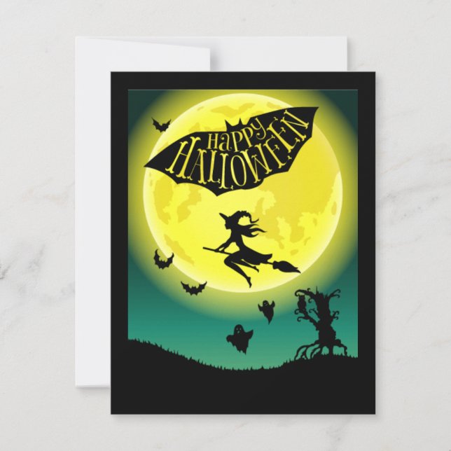 Bruja en la habitación Feliz Halloween (Anverso)