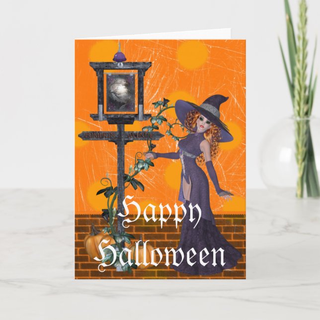 Bruja fantasmal en la tarjeta de saludo de Rótulo  (Anverso)