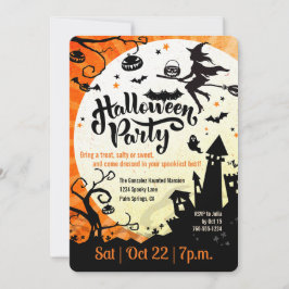 Bruja, fiesta de Halloween, invitación de Potluck