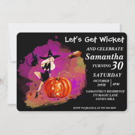 Bruja fresca de Halloween con invitación de cumple