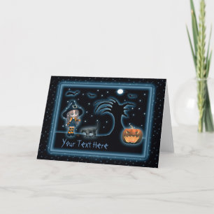 Bruja Lil, Gato Negro, Calabaza `n Tarjeta Sombra