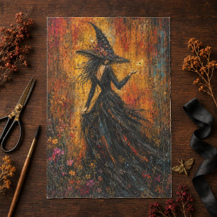 Bruja malvada en papel de seda decoupage de sombre