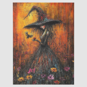 Bruja malvada en papel de seda decoupage de sombre