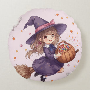 Bruja Pequeña con Almohada Redonda de Caramelo