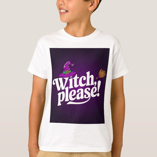 ¡Bruja, por favor! Camiseta para niños de Hallowee (Anverso)