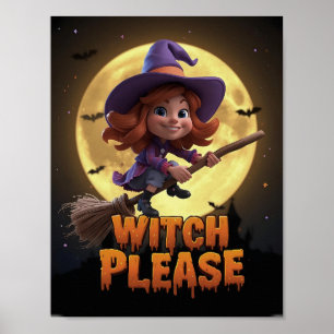 Bruja Por Favor – Póster Divertido de Halloween