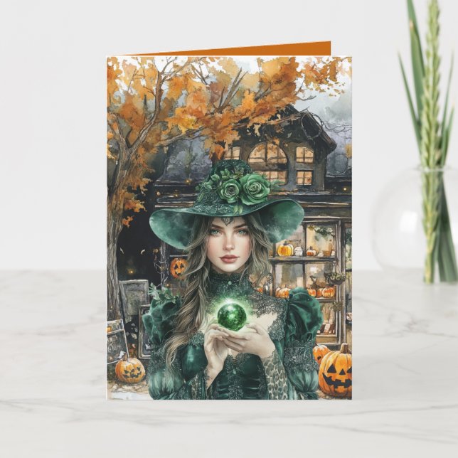 Bruja que te hechizó tarjeta de Halloween (Anverso)