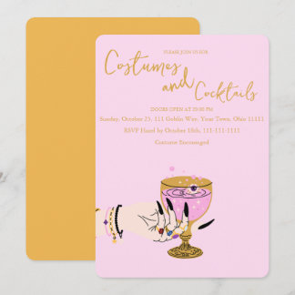 Bruja Rosa Invitaciones de Halloween para Cócteles