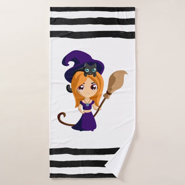 Bruja suave en Halloween Gorra morado (Toalla de baño)