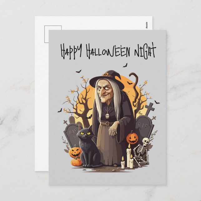 👻 Bruja Tarjeta de Halloween 🎃🧙‍♀️ (Anverso / Reverso)