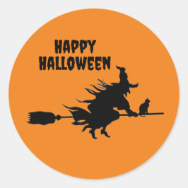 Bruja voladora en Pegatinas redondos clásicos de b
