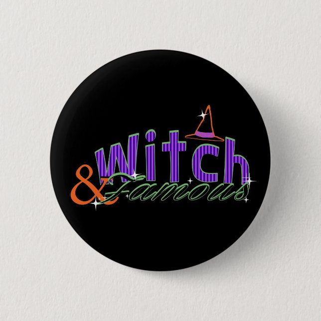 Bruja y botón famoso de Halloween (Anverso)