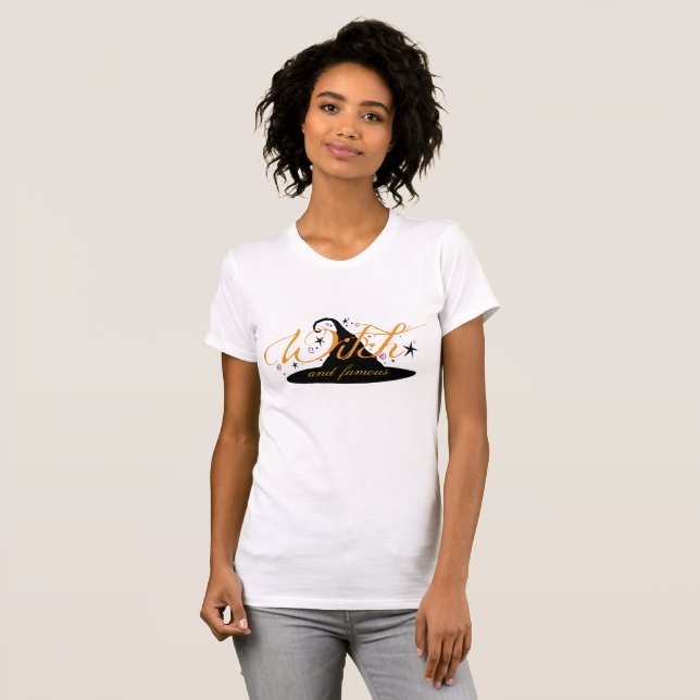 Bruja y camiseta famosa de las señoras Halloween (Anverso completo)