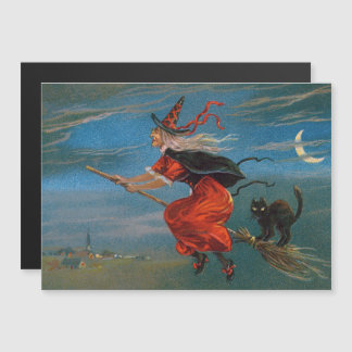 Bruja y gato negro de Halloween