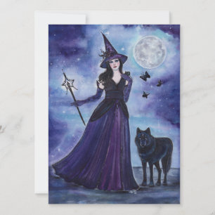 Bruja y lobo negro por Renee Lavoie