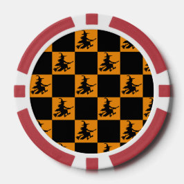 Brujas Voladoras Fichas de Poker de Cuadros Negros