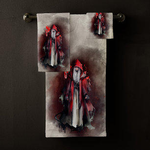 Brujería Bruja roja con sombras góticas de mal o