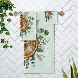 Brújula de hojas tropicales verdes acuarela Follaj