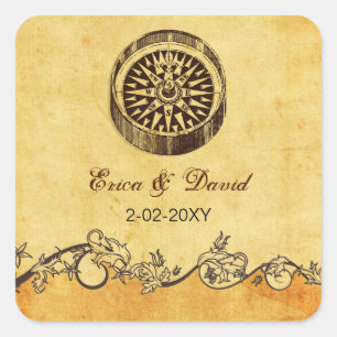 brújula rústica sobres de boda náutico sellos