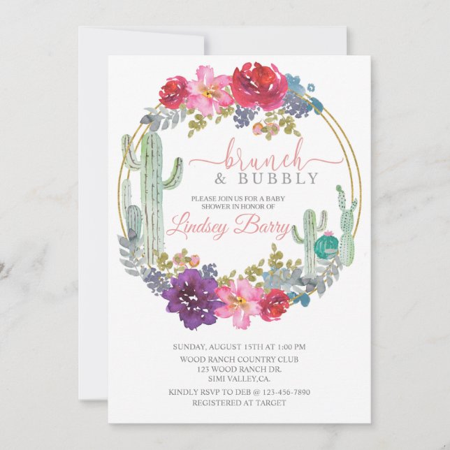 BRUNCH, BABY SHOWER, TEMA DESERTO, FLORAL (Anverso)