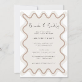 Brunch beige de borde blanco e invitación a burbuj