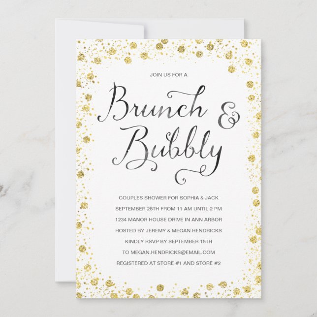 Brunch & Bubbly | Invitación a la ducha de parejas (Anverso)