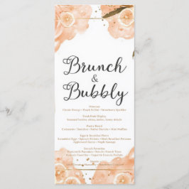 Brunch & Bubbly Menu Card – Peach Watercolor