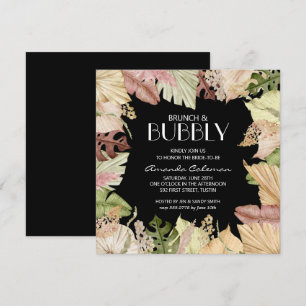 Brunch Bubbly Tropical Leaves Bridal Shower Invite